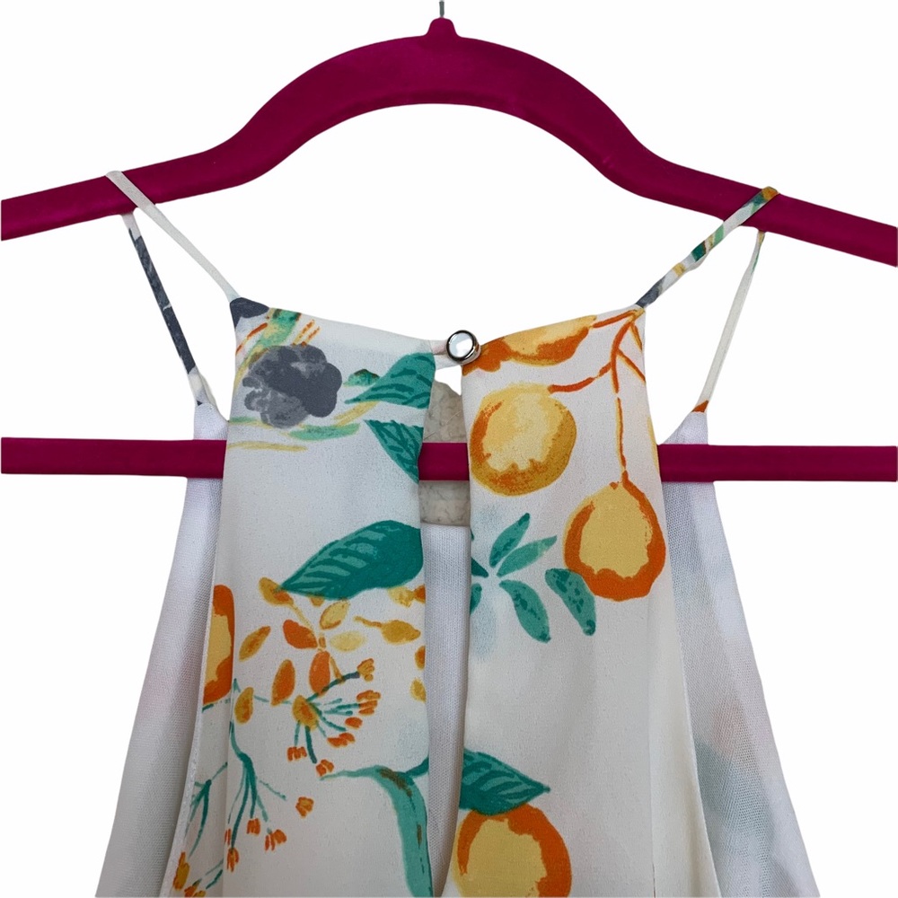 Everly High Neck Botanical Floral Lined Mini Dress - Picture 5 of 8